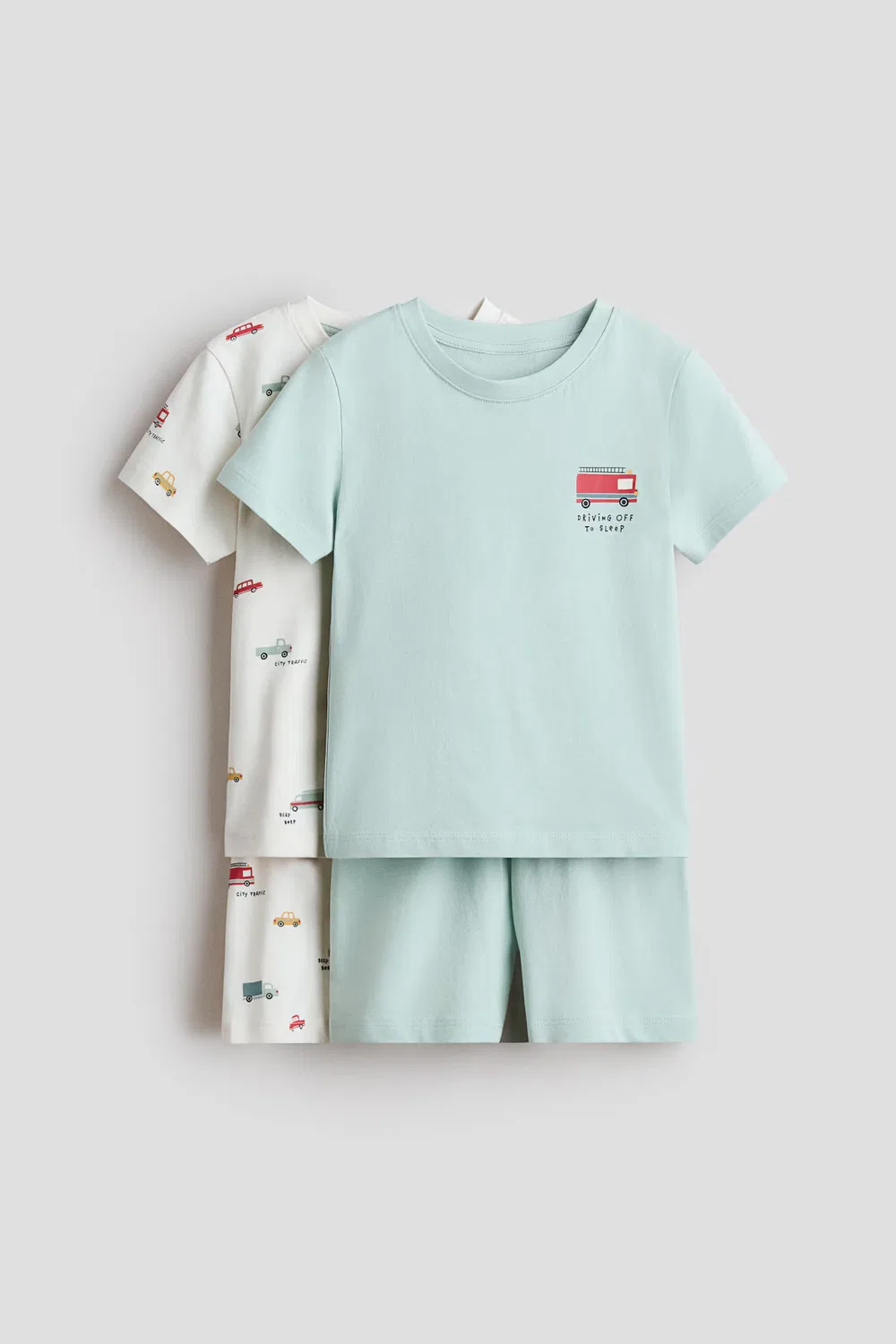 Комплект из 2 хлопковых пижам с принтом H&M, Helltürkis/Fahrzeuge