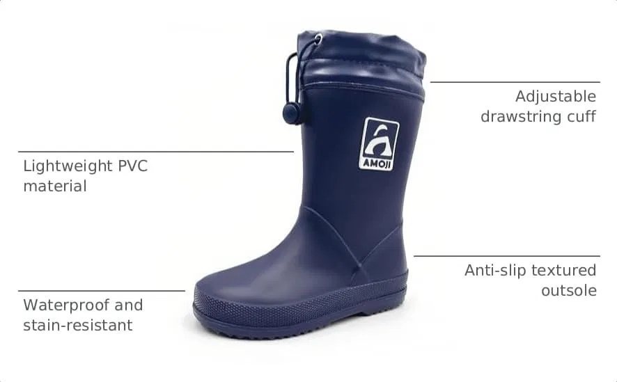 Детские резиновые сапоги для мальчиков с принтом Amoji, Navy — фото 3