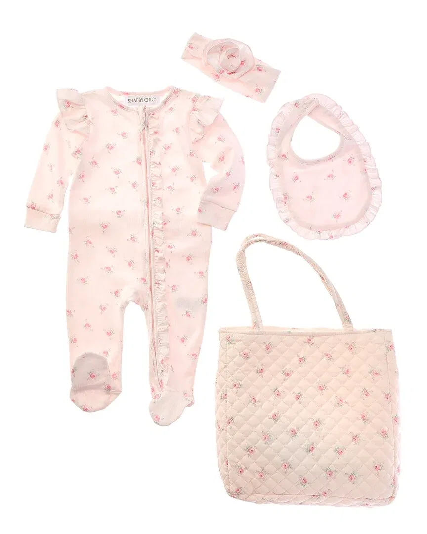 Детский комплект боди-комбинезонов из 4 предметов с аксессуарами Shabby Chic, розовый