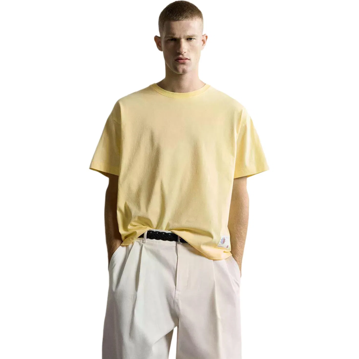 Мужская футболка с круглым вырезом Butter ZARA, Butter — фото 3
