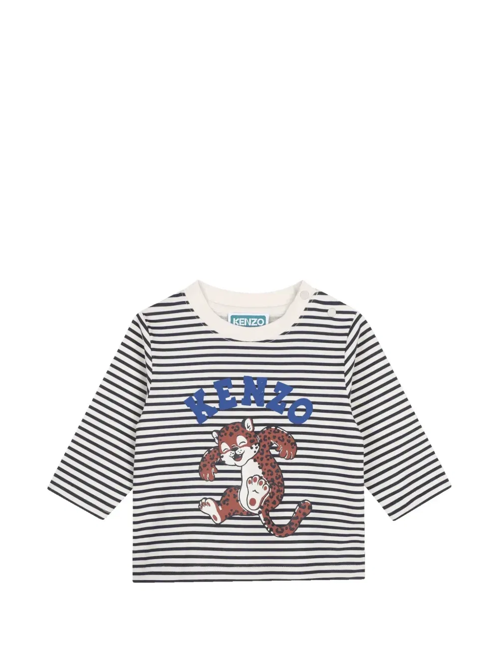 Футболка с графичным принтом и полосками Kenzo Kids, бежевый