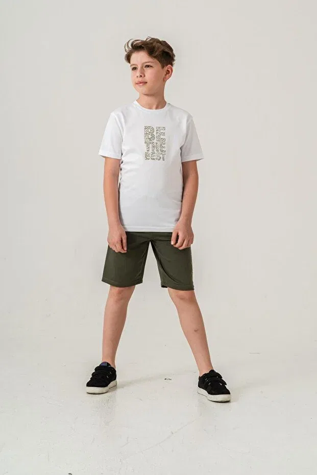 Детский комплект для мальчиков с принтом Be the Best Mışıl Kids, Khaki — фото 2
