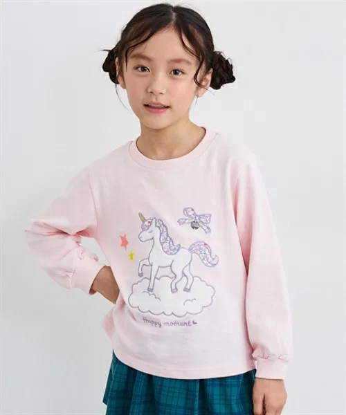 Детский свитшот для девочек с аппликацией Unicorn QUNTSTYLE, Розовый
