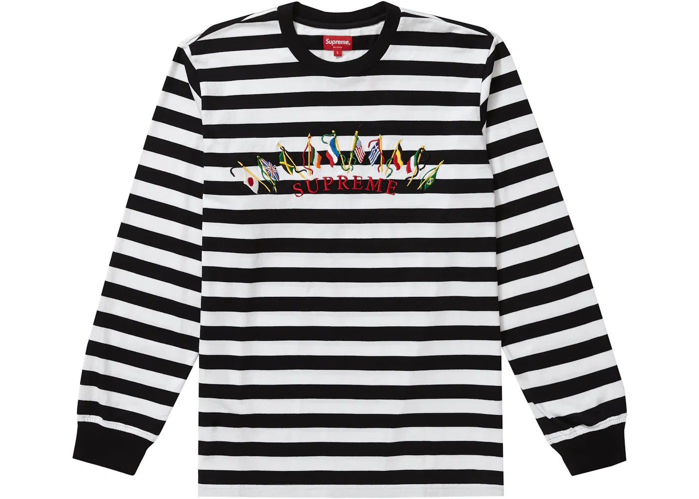 Мужская футболка с длинным рукавом с принтом Supreme L/S Top, White Stripe