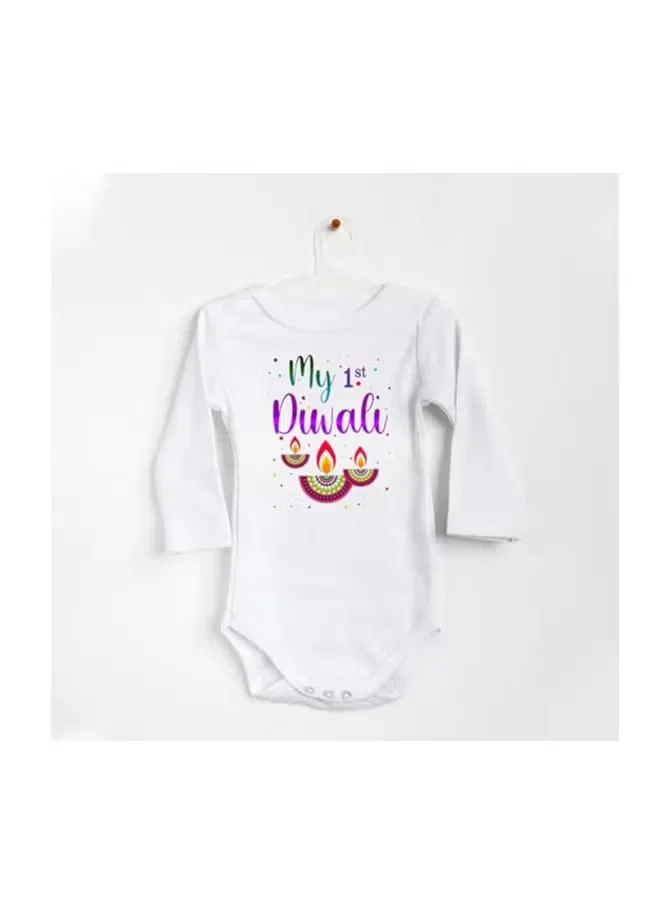 Боди-комбинезон с длинным рукавом для праздника Diwali Printshop4Me, белый — фото 2