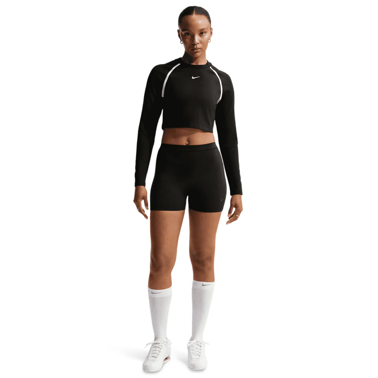 Женская футболка с длинным рукавом NSW Street Body Bold Crop Nike, цвет Black/Chalk — фото 4
