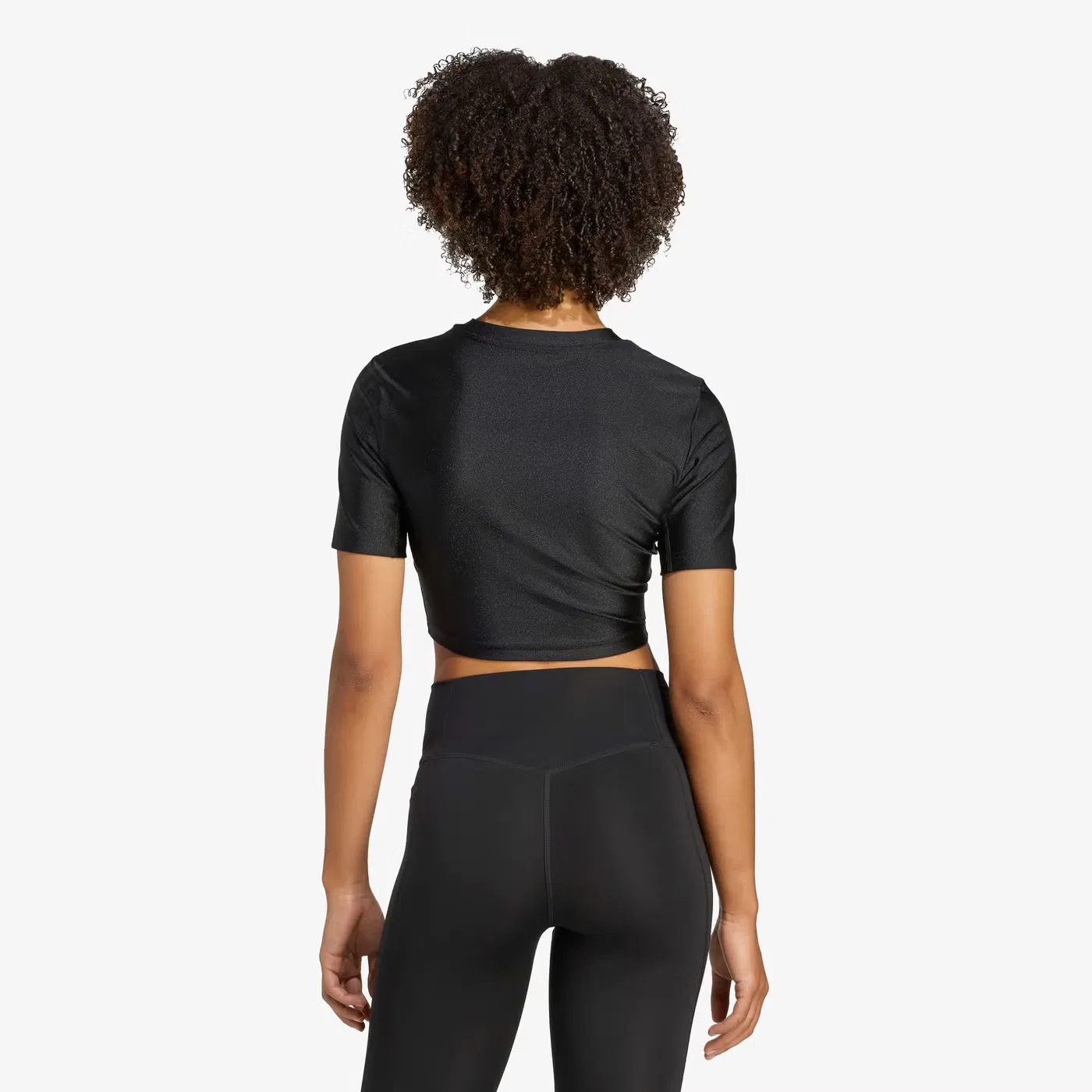 Футболка укороченная с блеском Workout Essentials Adidas, черный — фото 3