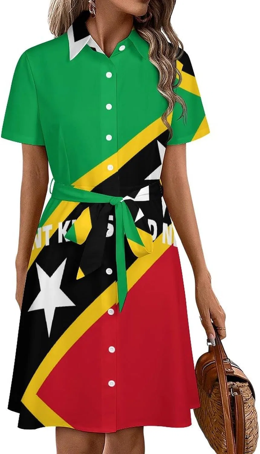 Женское повседневное платье с флагом Saint Kitts and Nevis, Multicolor