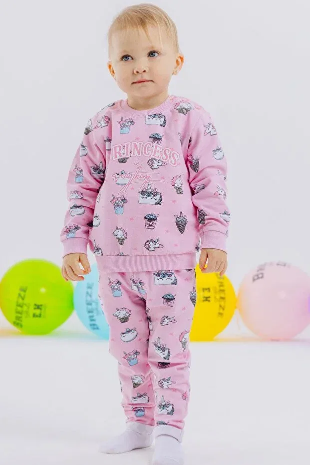 Детский спортивный комплект для девочек с принтом Princess Dinosaur Breeze, Pink