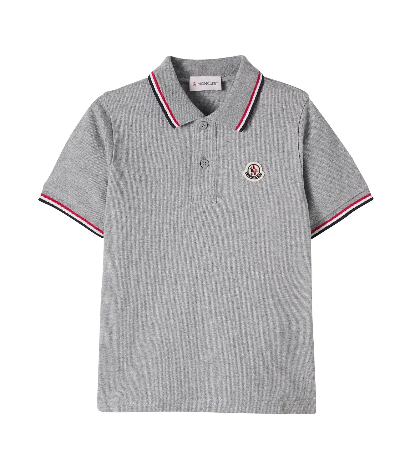 Футболка-поло из хлопка пике Moncler Enfant, серый