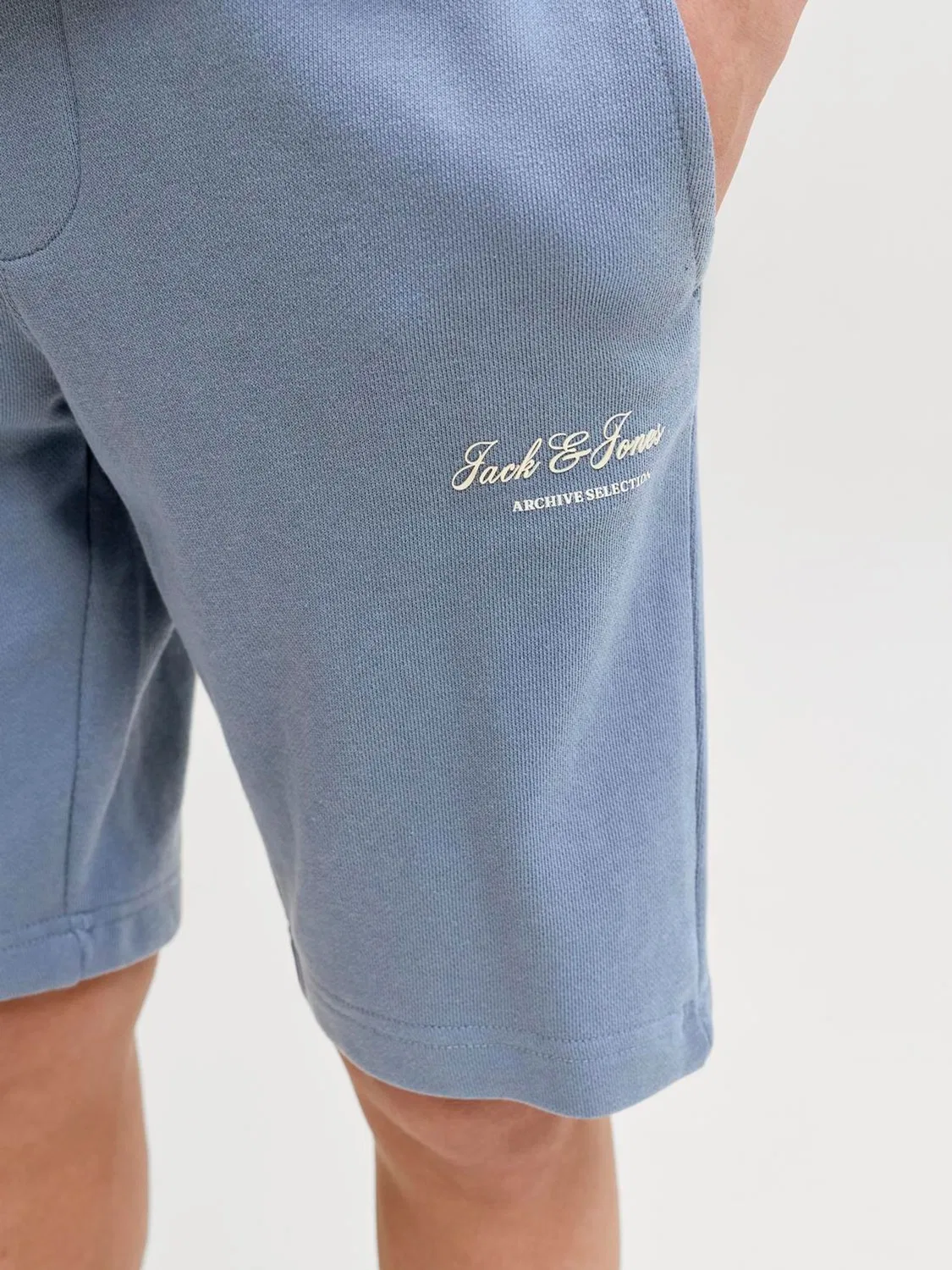 Шорты джоггеры из футера Jack & Jones Junior, синие — фото 4