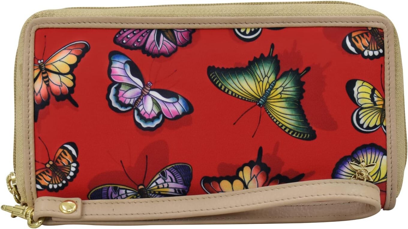 

Кошелек Anuschka Wristlet Travel Wallet Printed Fabric 13000, цвет Butterfly Heaven Ruby