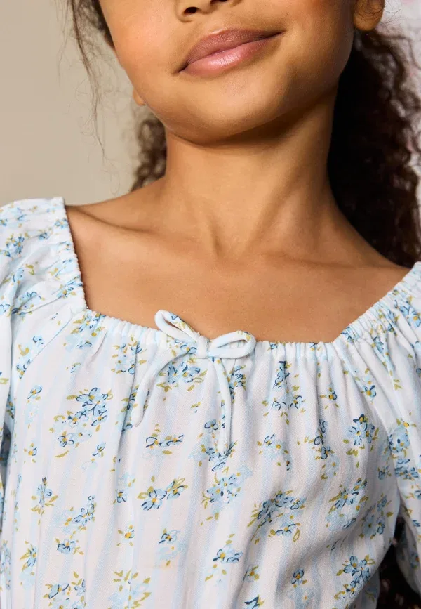 Комплект: юбка A-line и топ на завязках, Floral, Regular fit-set-a-line skirt, Next Ditsy Stripe, синий — фото 3