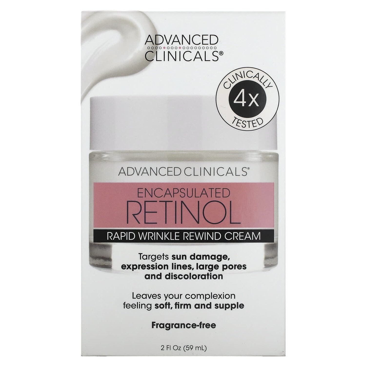 Крем для лица Advanced Clinicals — Encapsulated Retinol, Rapid Wrinkle Rewind Cream, Fragrance Free, 59 мл — фото 3