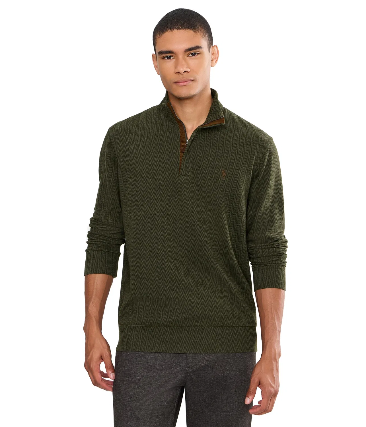 Роскошный пуловер с принтом «елочка». Polo Ralph Lauren, Alpine Heather/Black/Basketweave Herringbone