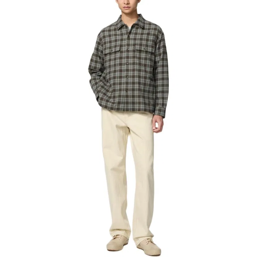 Мужская рубашка с воротником и длинным рукавом JWANDERSON Shirts, UNIQLO, 57 Dark Olive — фото 4