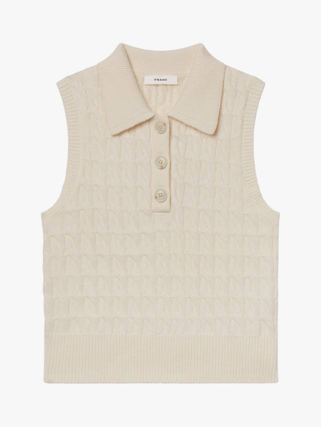 

Вязаный жилет-поло из чистой шерсти FRAME, Cream