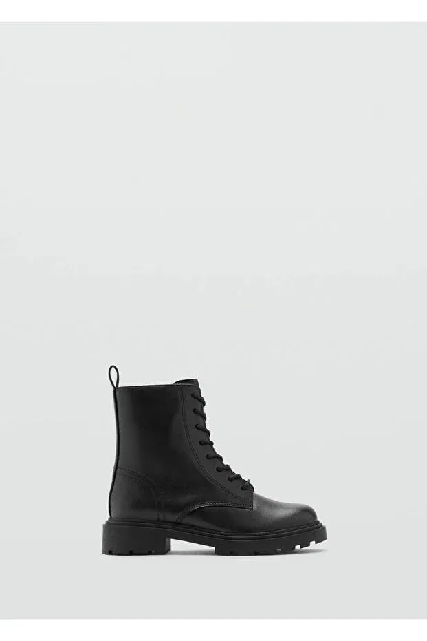 Детские ботинки для девочек шнурованные Mango Kids, Black — фото 2