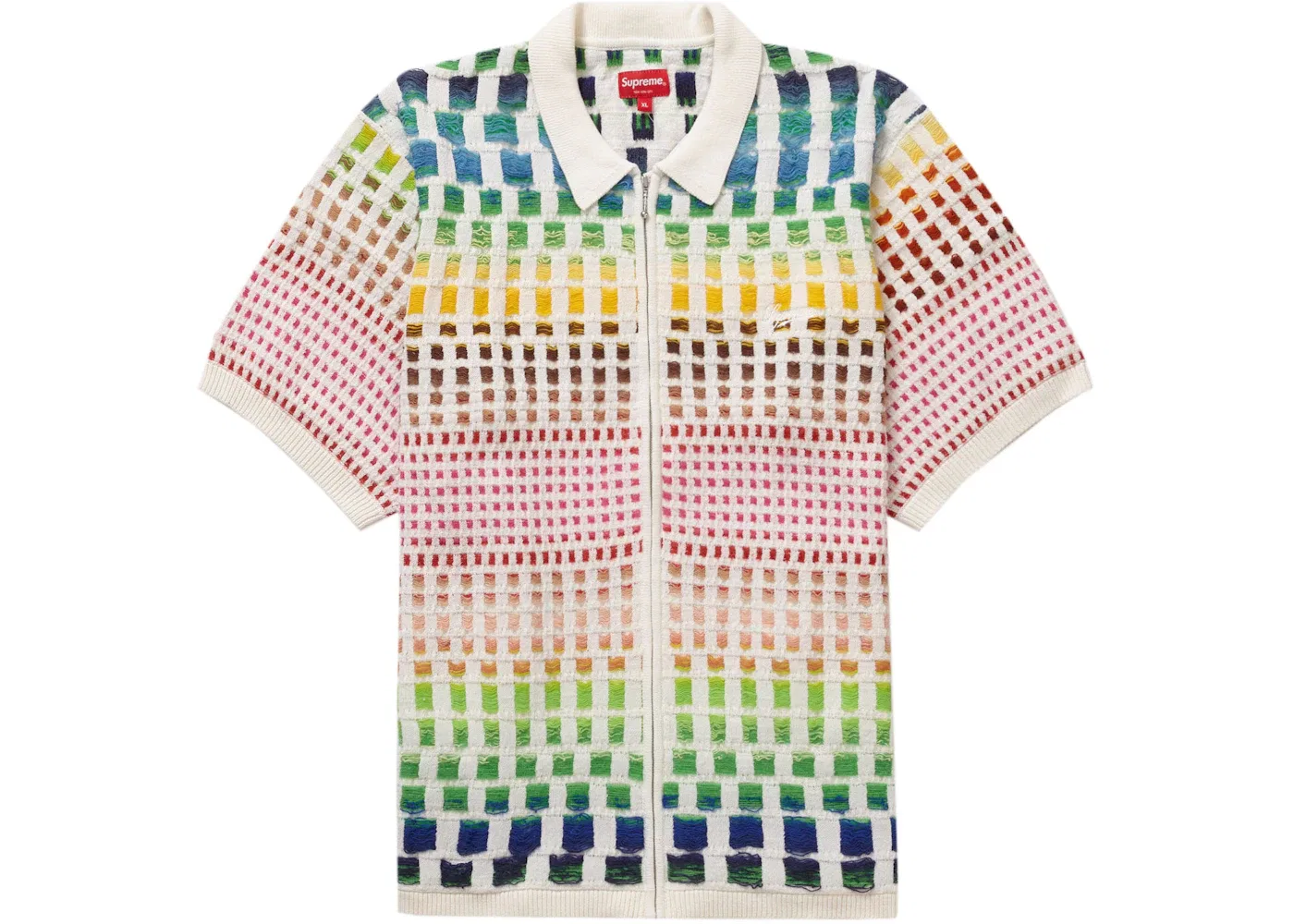 Мужское поло Supreme Gradient Grid Zip Up Natural