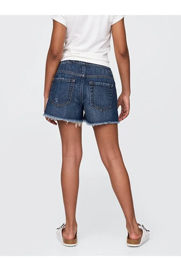 Детские шорты для девочек джинсовые свободного кроя Gap, Navy Blue-000 — фото 3