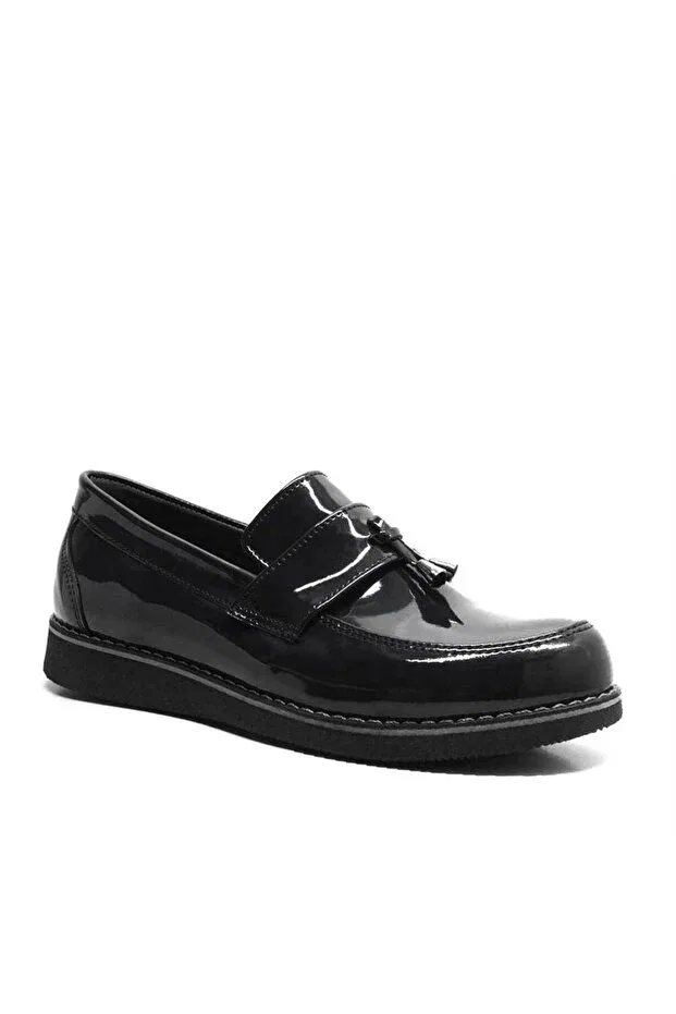 Детские туфли для мальчиков лакированные Papuccum Ortopedi, Black Patent Leather