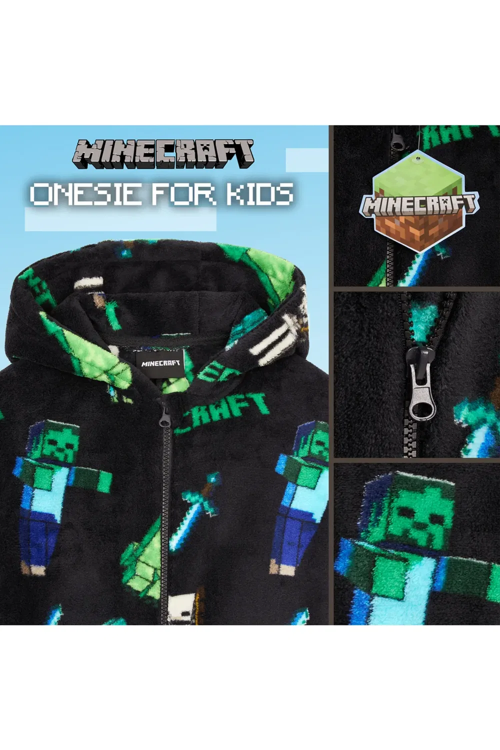 Детский комбинезон из мягкого флиса Minecraft, Multi — фото 4