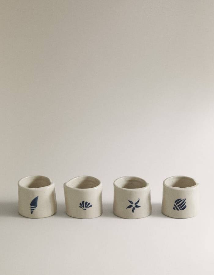 

Набор колец для салфеток Zara Home Pack Of sea Creatures Stoneware Napkin Rings 4 Pack, белый