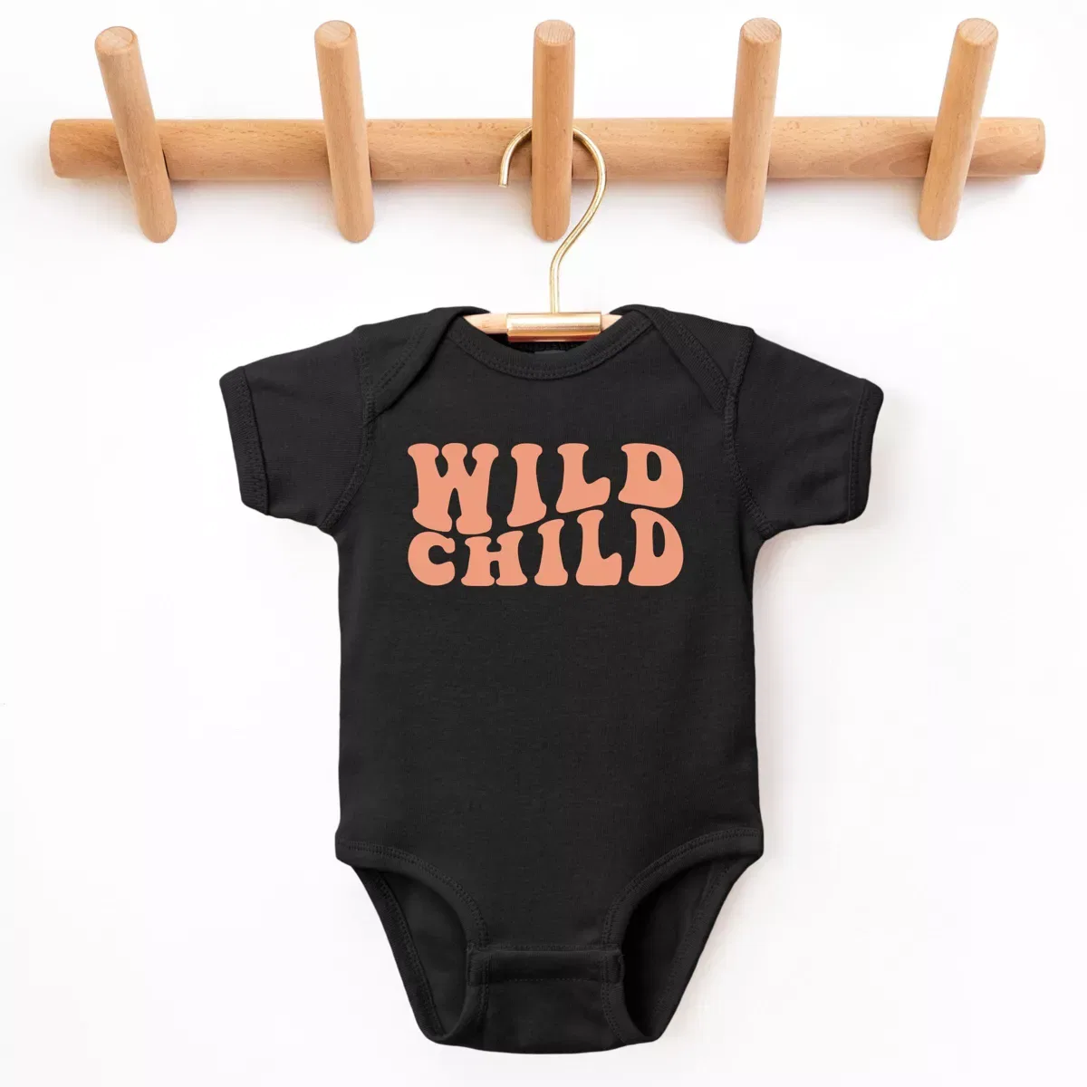 Детское боди с коротким рукавом с принтом Wild Child Wavy The Juniper Shop, Black