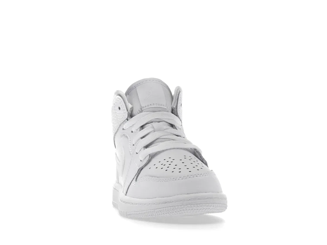 Детские кроссовки для мальчиков белые Jordan 1 Mid Jordan, White White White — фото 2