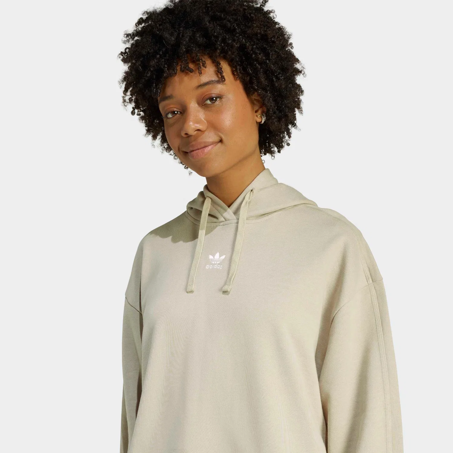 Женский худи с капюшоном из хлопка Adidas Originals, Stone Khaki — фото 3