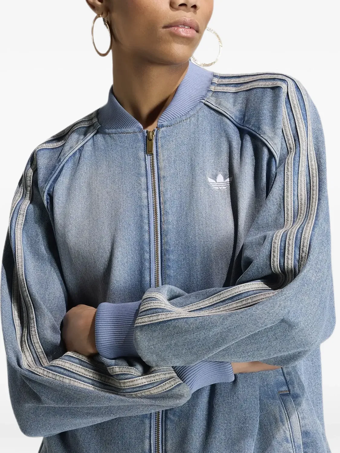 Джинсовый спортивный топ оверсайз SST Adidas, синий — фото 3