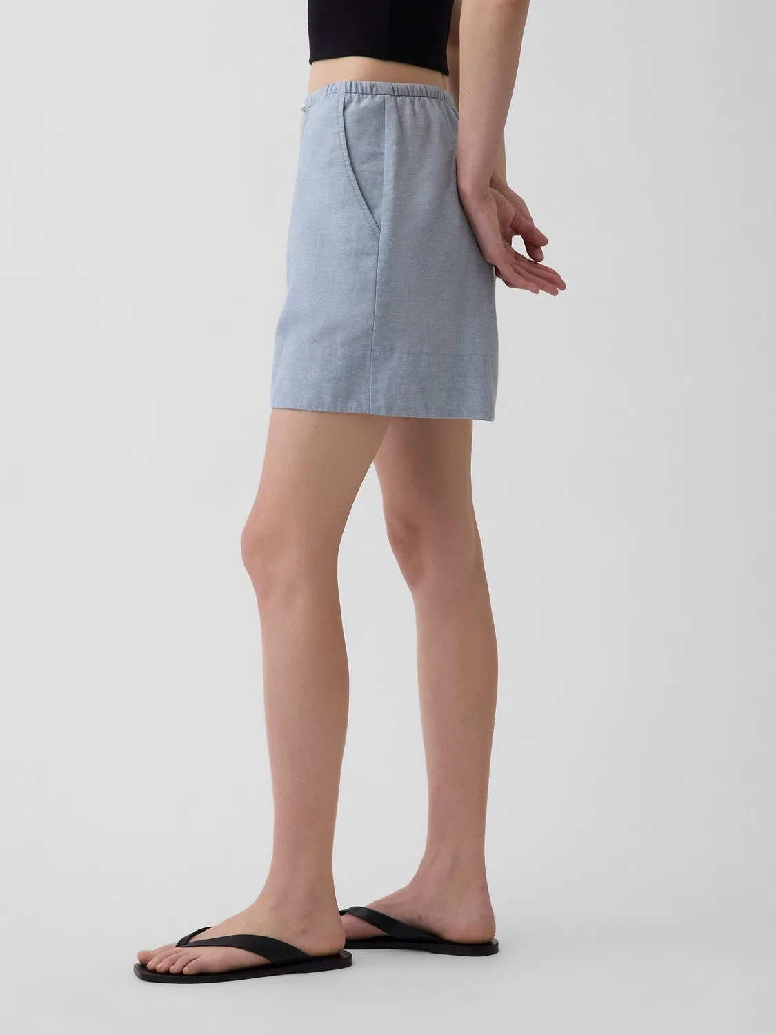 Шорты из льняной смеси, свободная посадка Gap, синие — фото 3