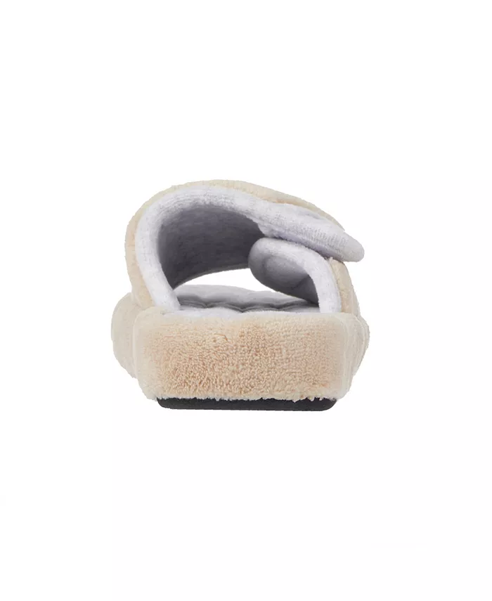 Женские тапочки-кроксы Microterry Spa Slide Clog Isotoner Signature, коричневый/бежевый — фото 4