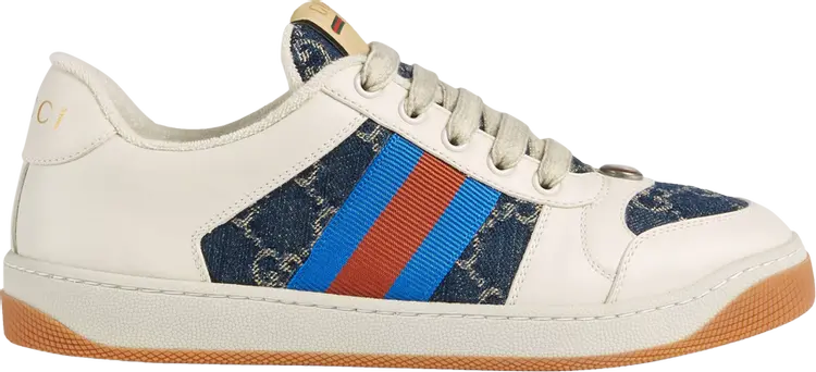 Кроссовки Gucci Wmns Screener GG Canvas - Denim Ivory, синий