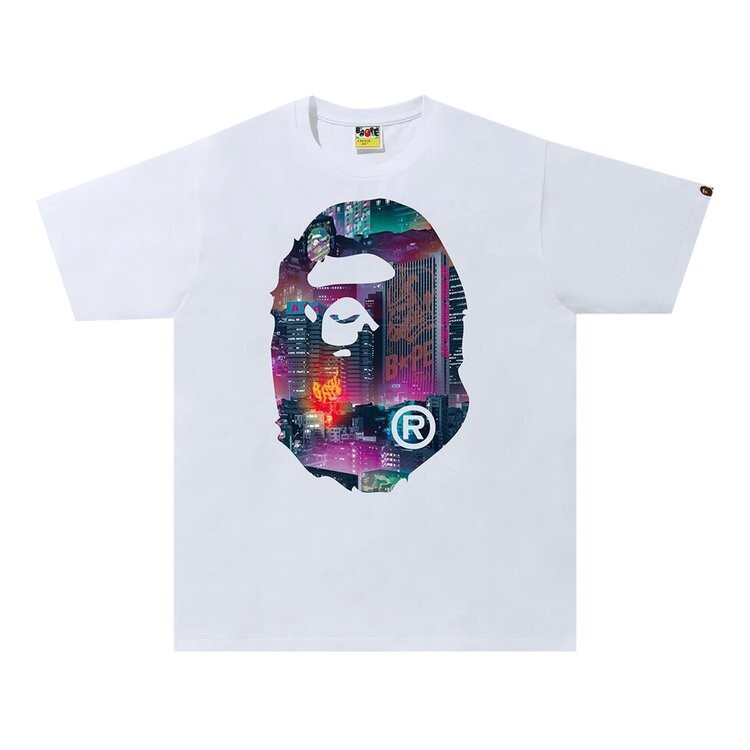 

Футболка BAPE Neon Tokyo Big Ape Head Tee 'White', белый
