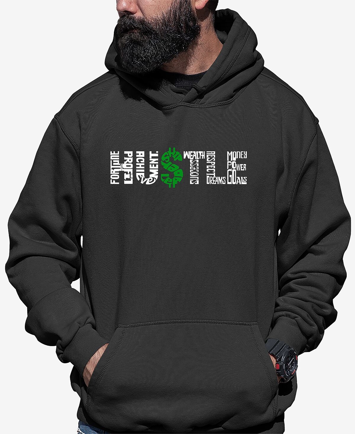 

Мужская толстовка с капюшоном word art hustle LA Pop Art, темно-серый