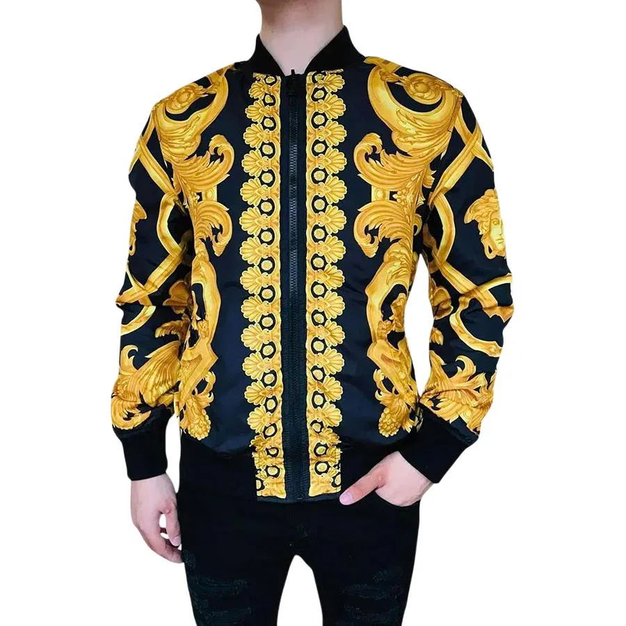 Мужская куртка Versace Barocco Medusa, двусторонняя, Black/Yellow — фото 4