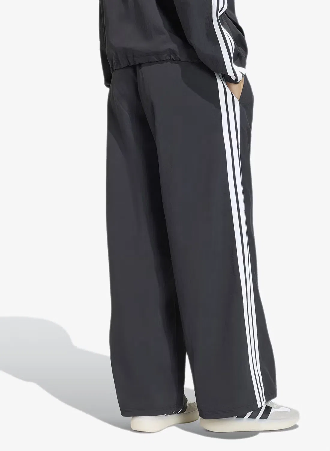Штаны свободного кроя с кулиской 3-Strpes iconic woven Adidas, черный — фото 2