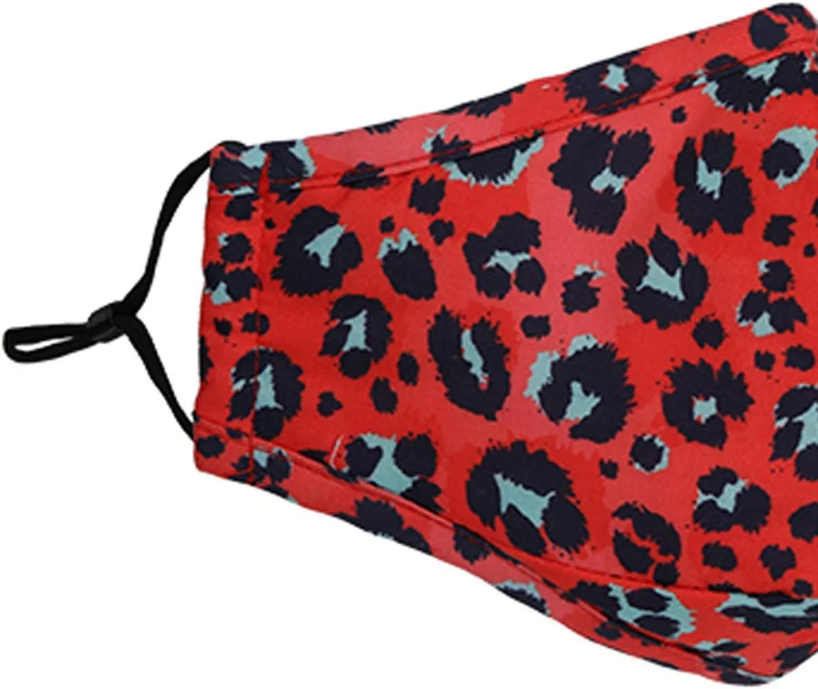 Многоразовая тканевая маска для лица, 3 слоя, хлопок, Trimming Shop, 2 шт, Wine-Leopard Print — фото 3