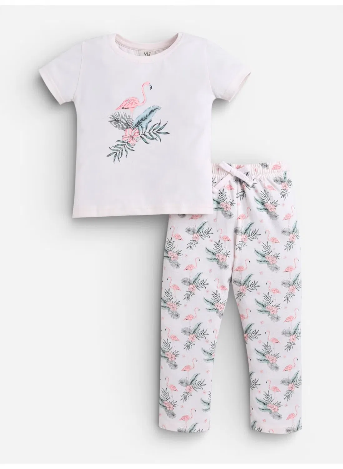 Комплект пижамный с принтом фламинго, модель Flamingo, Victor And Jane, персиковый — фото 2