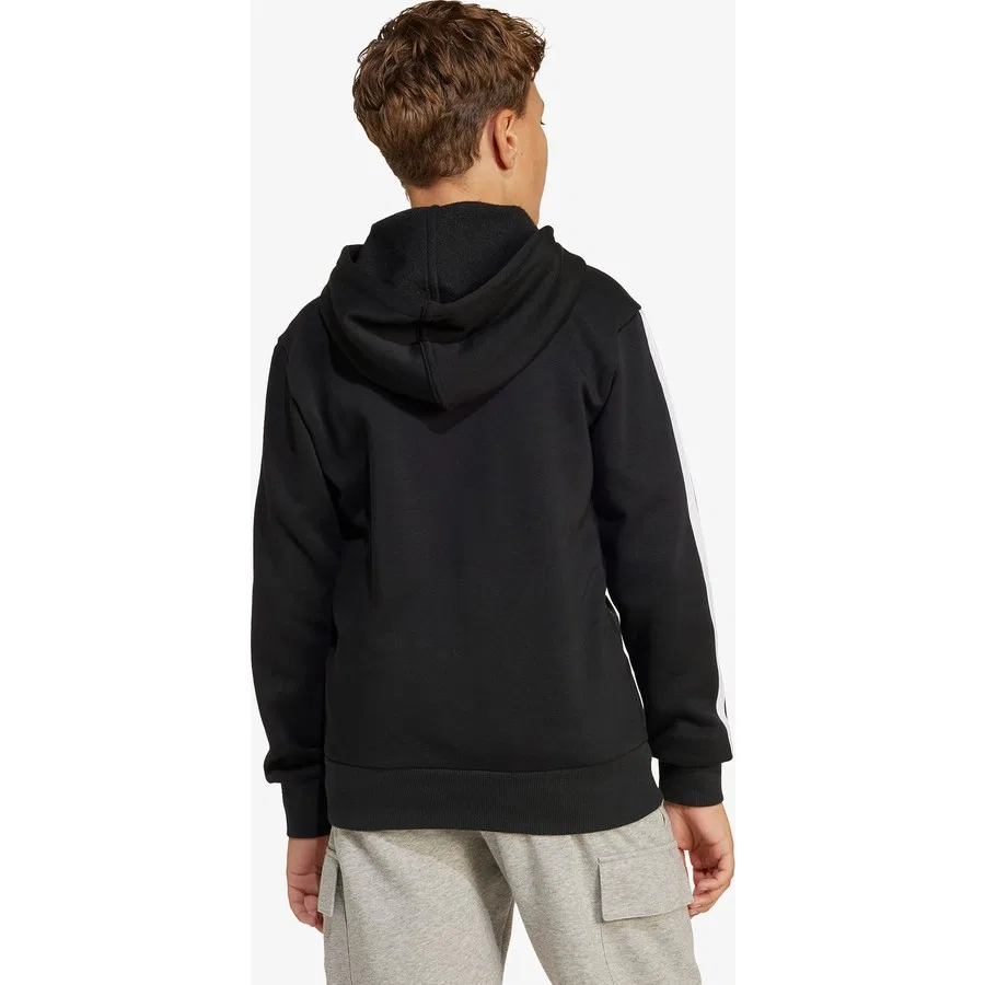 Детский свитшот с капюшоном, полная застежка-молния, модель Essentials Full Zip, adidas, Черный — фото 3