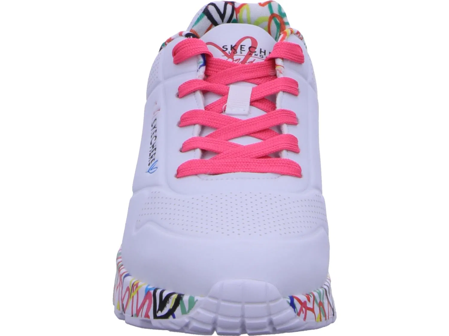 Детские кроссовки для девочек с принтом Uno Lite Lovely Luv Skechers, White White Synthetic H Pink Trim — фото 4