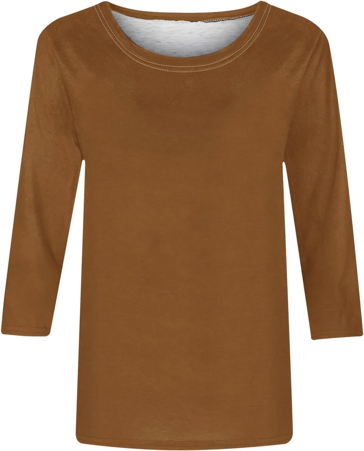 Женская свободная блуза с воротником-стойкой Casual, Brown — фото 4