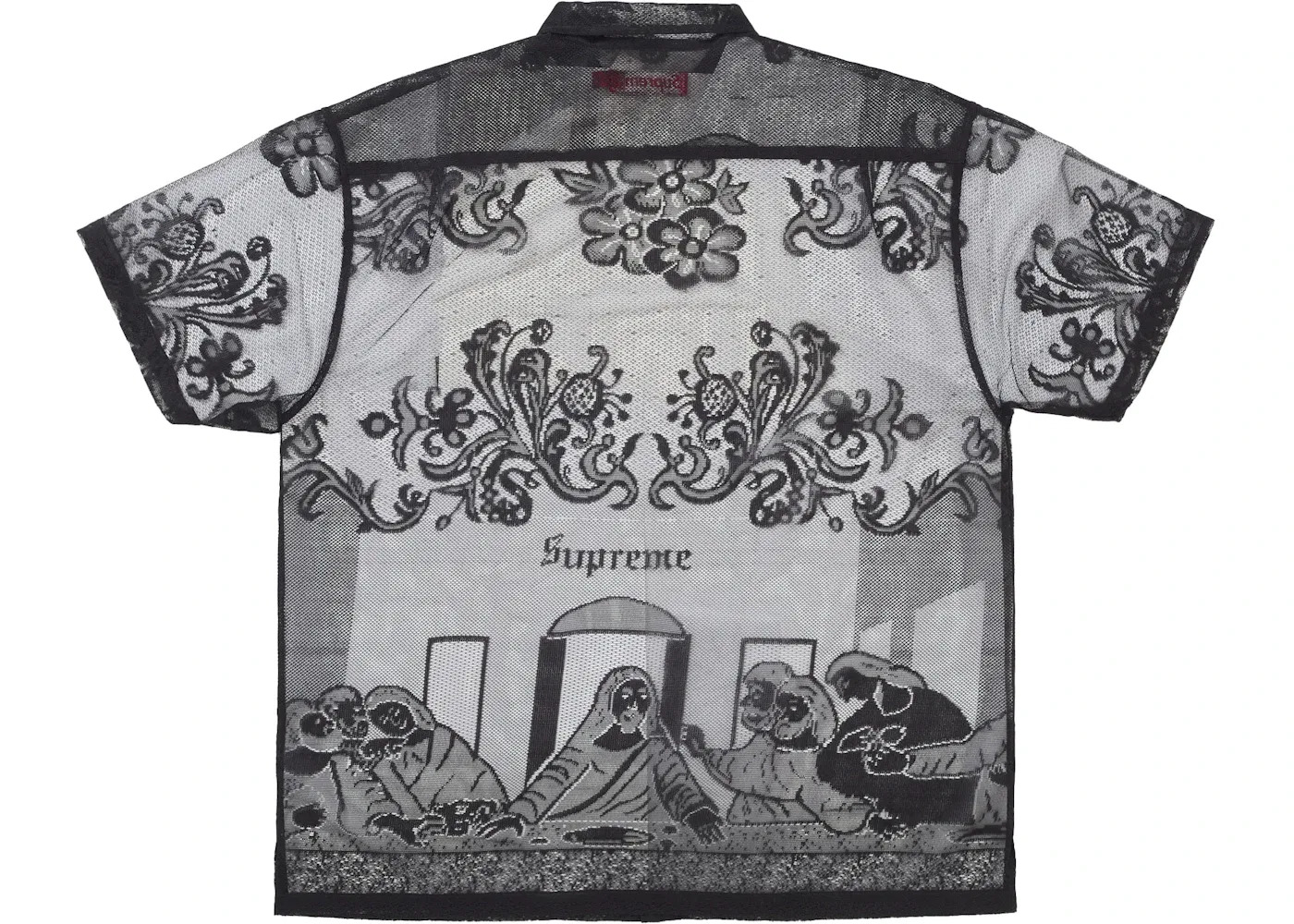 Мужская рубашка с кружевными вставками Supreme Last Supper Lace S/S Shirt, Black — фото 2