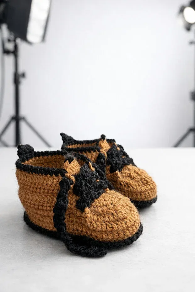 Детские пинетки handmade 100% wool Zk Boutique, Brown — фото 3