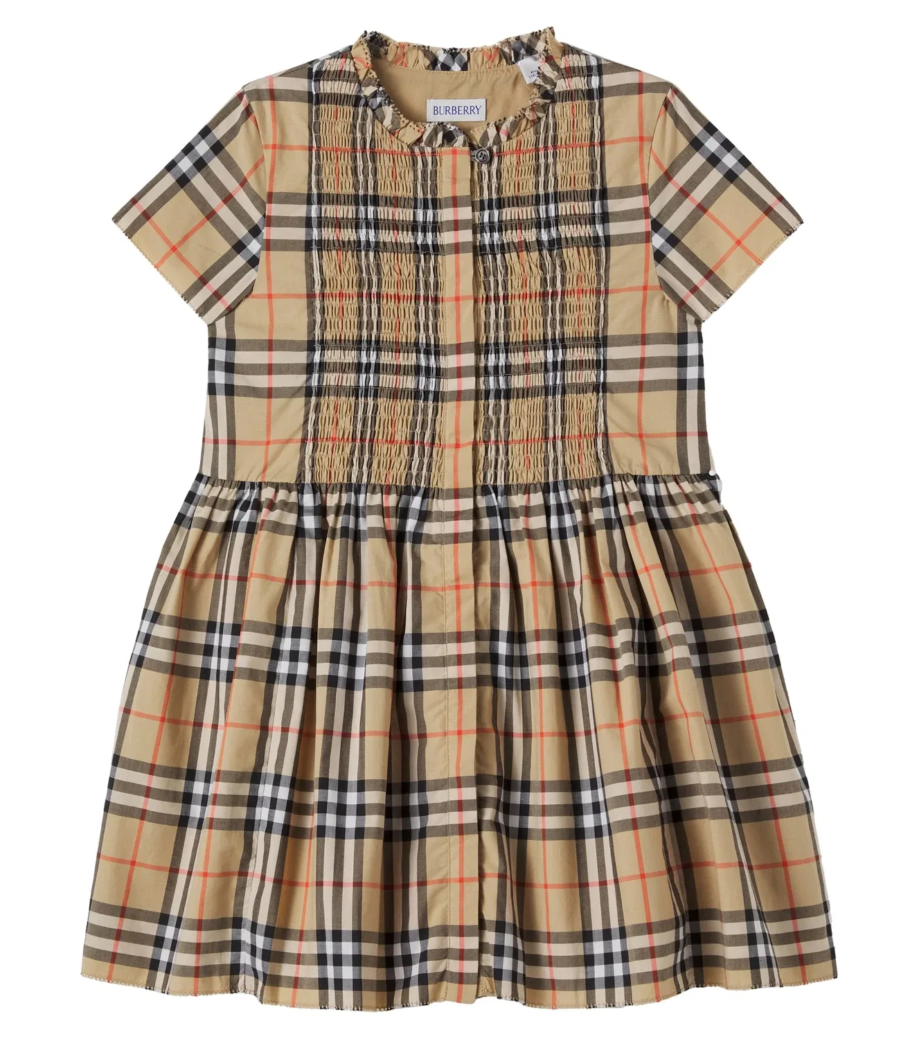 Нарядное платье в клетку Burberry Kids, бежевый