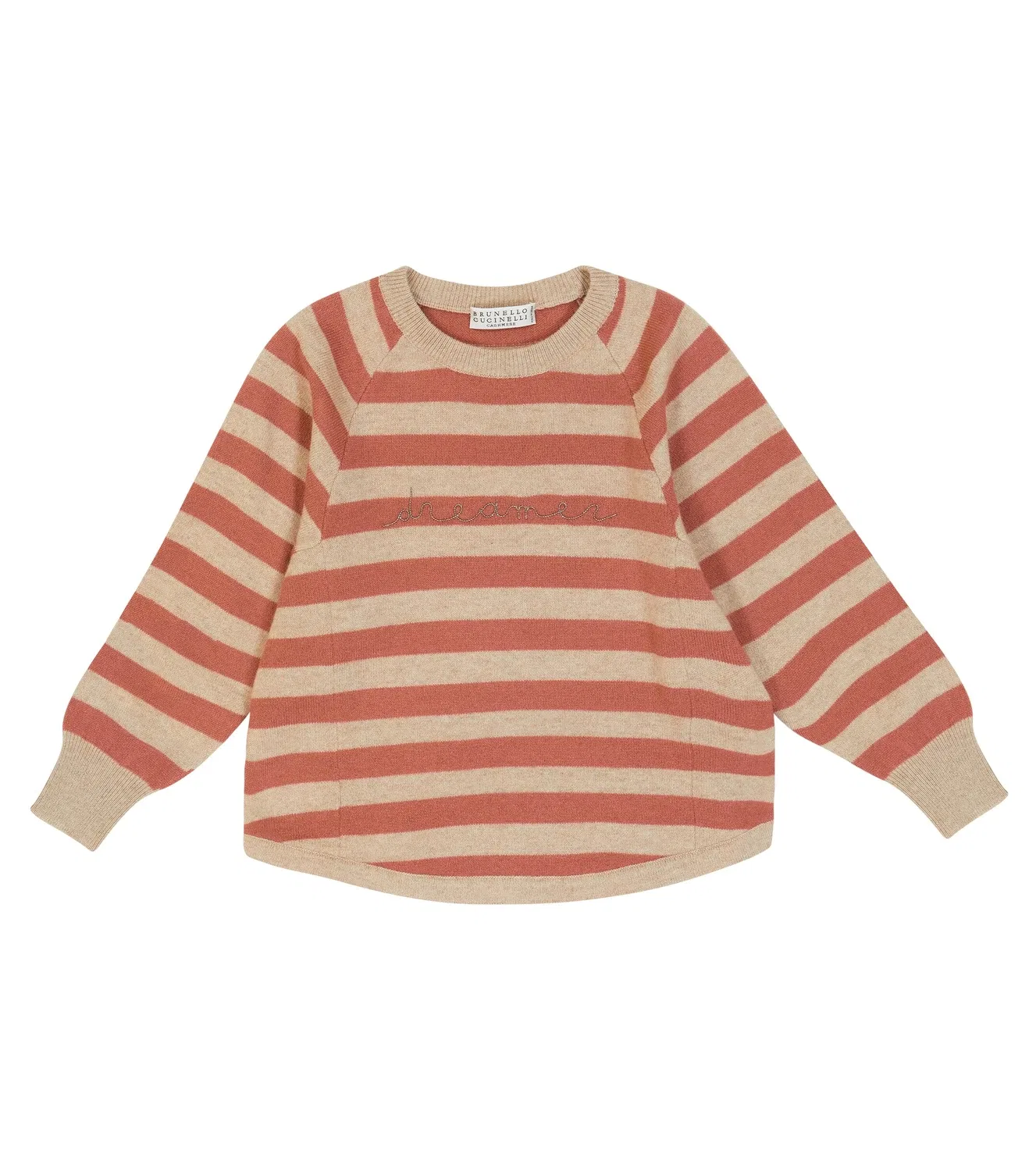 Свитшот полосатый Brunello Cucinelli Kids, бежевый