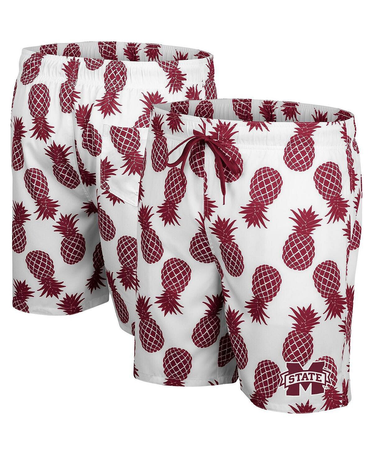 

Мужские белые плавательные шорты maroon mississippi state bulldogs pineapple Colosseum, мульти