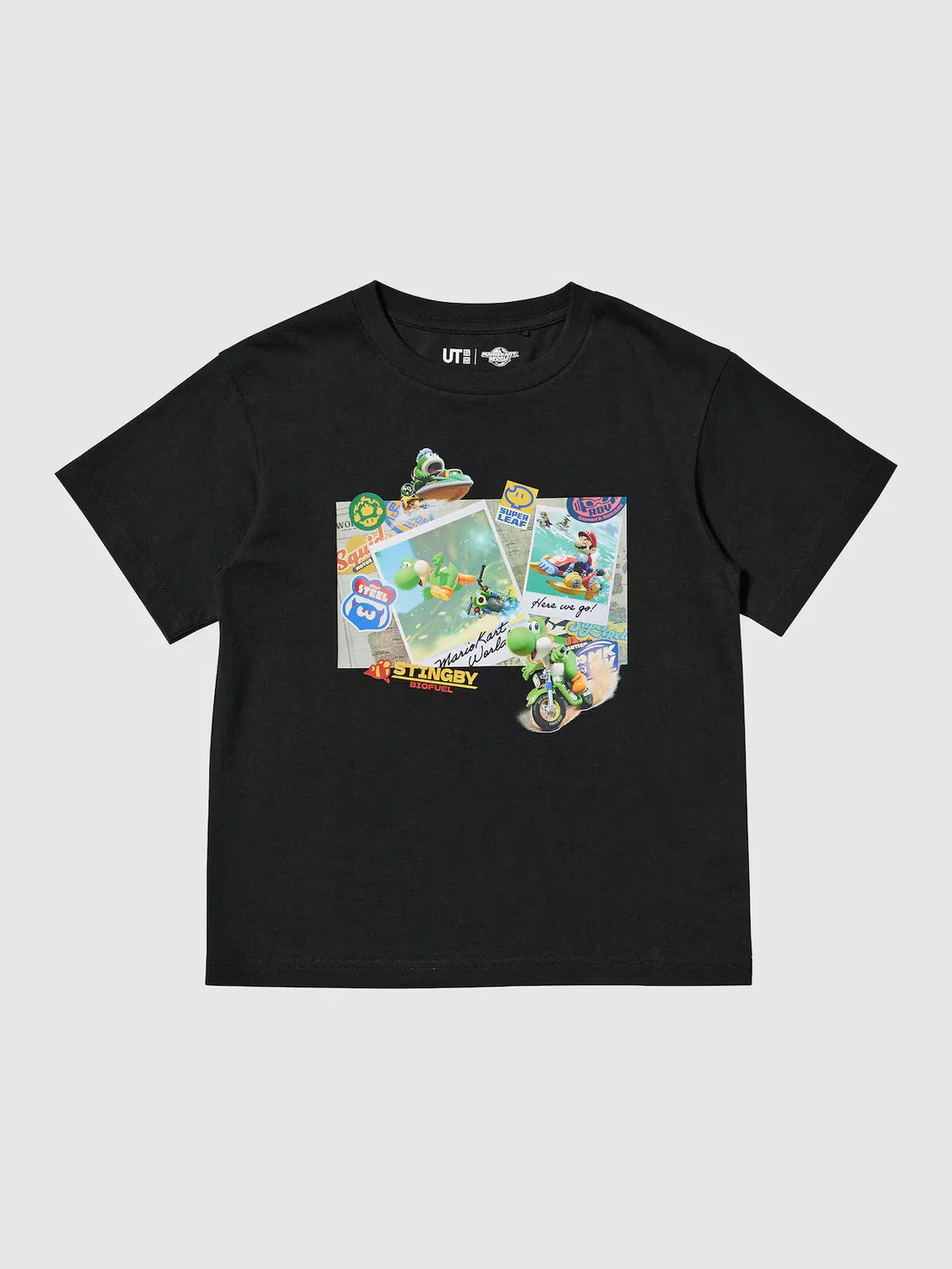 Футболка Uniqlo Mario Kart World UT, для детей, черный — фото 4