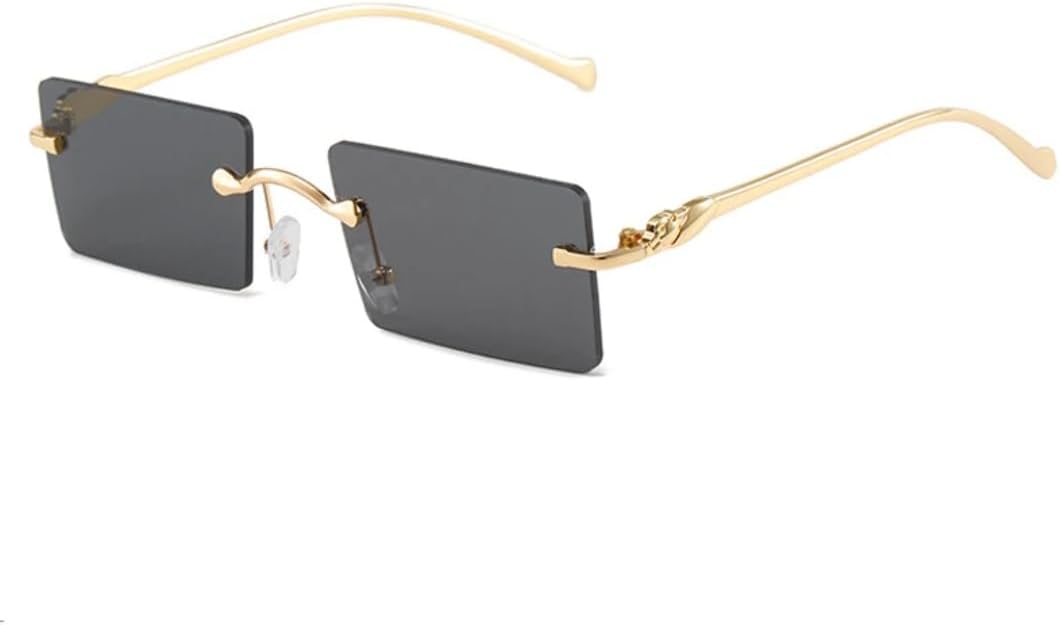

Роскошные квадратные солнцезащитные очки без оправы с металлическими дужками для женщин, модные мужские солнцезащитные очки для активного отдыха, летних путешествий, с защитой от УФ-излучения UV400 TVTBBVV, Gold Gray
